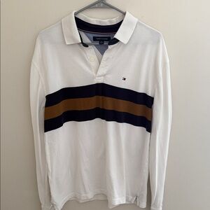 Tommy Hilfiger Polo with Navy and Brown Stripes